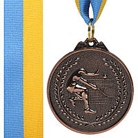 Медаль спортивная с лентой Zelart Большой Теннис C-8759 цвет бронзовый js