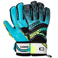 Перчатки вратарские с защитой пальцев CORE FB-9533 размер 10 цвет голубой js