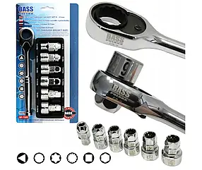 Універсальний ключ із тріскачкою на 8-21 мм. Bass Polska 7080