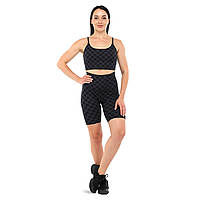 Костюм спортивный женский для фитнеса и тренировок велотреки и топ V&X WX1463-WK1464 размер S цвет черный js