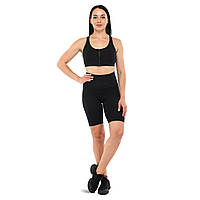 Костюм спортивный женский для фитнеса и тренировок велотреки и топ V&X WX1451-WK1450 размер S цвет черный js