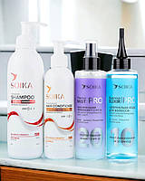 Набор для жирных волос Soika "Глубокая очистка" 4в1 (шампунь, кондиционер, зеркальная вода, термозащита)