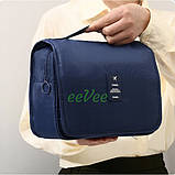 Дорожня косметичка сумка органайзер для косметики і аксесуарів підвісна Темно-синій (60533), фото 6