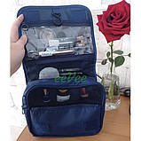 Дорожня косметичка сумка органайзер для косметики і аксесуарів підвісна Темно-синій (60533), фото 9