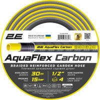 Шланг для поливу 2E AquaFlex Carbon 1\/2\" , 30м, 4 шари, 20бар, -10+60°C (2E-GHE12GE30)