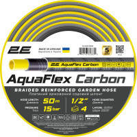 Шланг для поливу 2E AquaFlex Carbon 1\/2\" , 50м, 4 шари, 20бар, -10+60°C (2E-GHE12GE50)