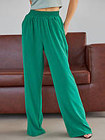 Летние женские прямые брюки, штаны на резинке зеленые 42-44, 44-46, 46-48