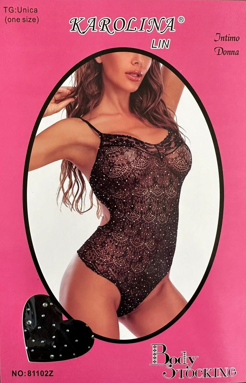 Боді з стразами тонка бретель ТМ Karolina чорний, фото 1