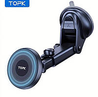 Автомобильный магнитный держатель для телефона TOPK на присоске Black