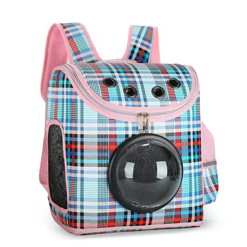Рюкзак для перенесення тварин CosmoPet CP-20 для котів та собак (Синій в клітинку), фото 1