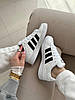 Жіночі кросівки Adidas Campus White Кеди Адідас Кампус білі повсякденні демісезон Шкіра, фото 11