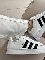 Жіночі кросівки Adidas Campus White Кеди Адідас Кампус білі повсякденні демісезон Шкіра, фото 4