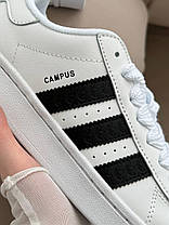 Жіночі кросівки Adidas Campus White Кеди Адідас Кампус білі повсякденні демісезон Шкіра, фото 6