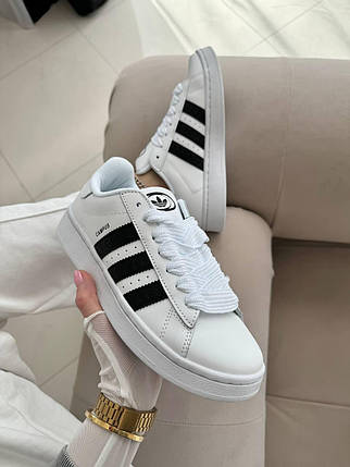 Жіночі кросівки Adidas Campus White Кеди Адідас Кампус білі повсякденні демісезон Шкіра, фото 1