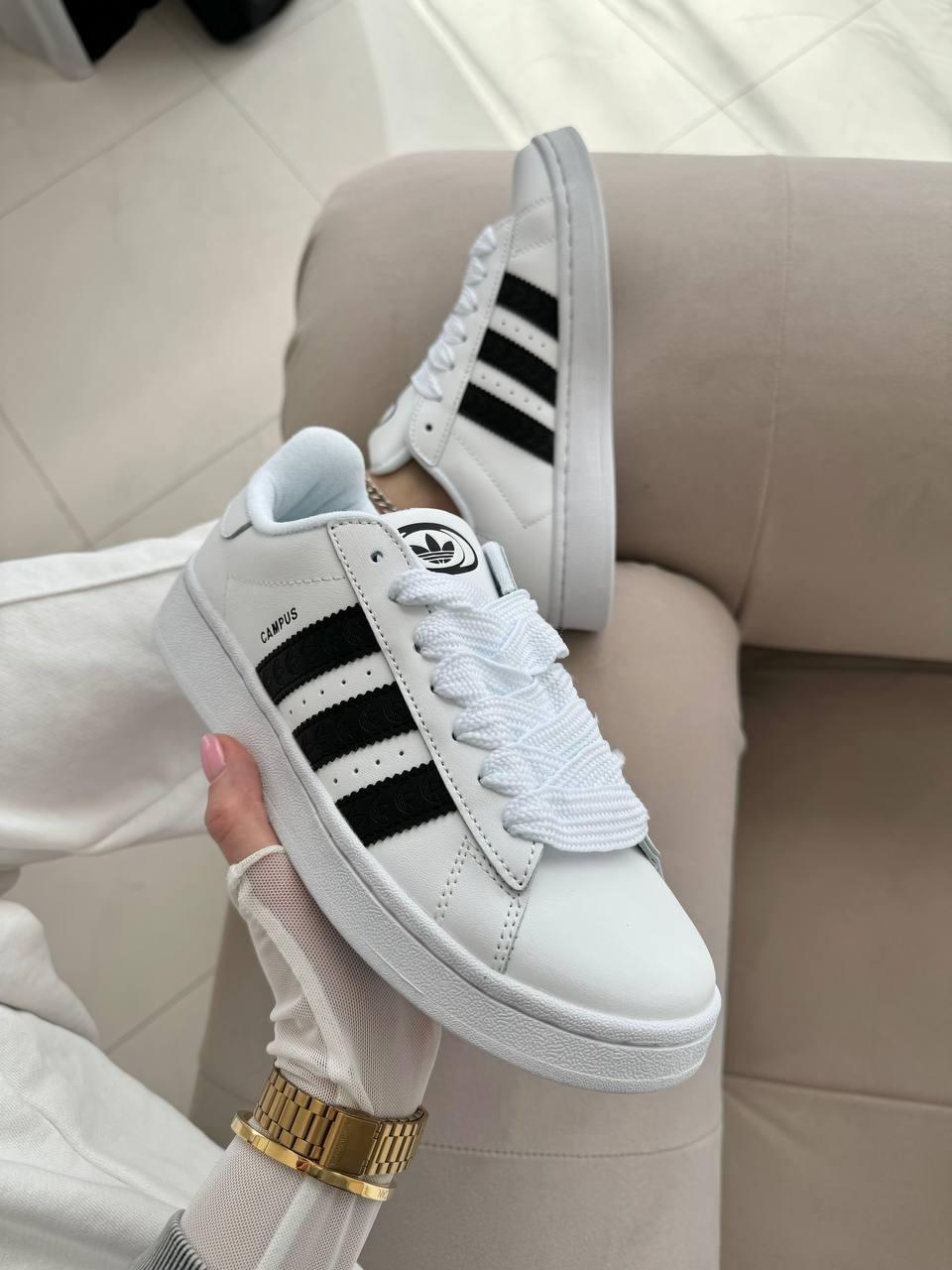 Жіночі кросівки Adidas Campus White Кеди Адідас Кампус білі повсякденні демісезон Шкіра