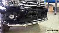 Передняя защита (черный металл) для Toyota Hilux 2016+ диаметр трубы 60мм