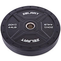 Блины (диски) бамперные для кроссфита Zelart Bumper Plates TA-2258-20 50,4мм 20кг черный js