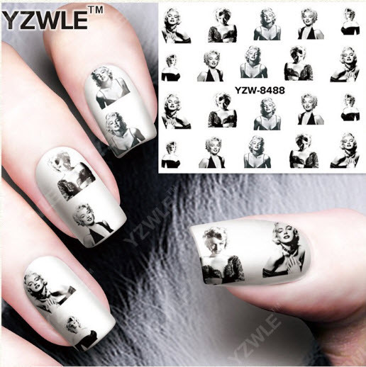 Наклейка на нігті, наклейка для нігтів, нігтьовий дизайн "Мерилін Монро' Marilyn Monroe" 20 шт. набір