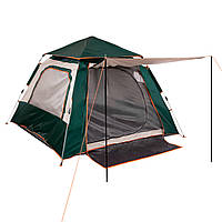 Палатка кемпинговая трехместная с тентом Zelart SY-22ZP003 цвет серый-зеленый mn
