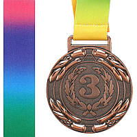 Медаль спортивная с лентой LAUREL Zelart C-6209 цвет бронзовый mn