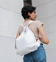Кожаная сумка-рюкзак Итальянская белая большая вместительная в натуральной коже