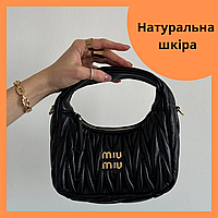 Женская черная сумка Miu Miu натуральная кожа Premium