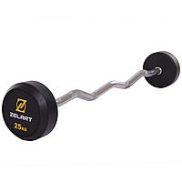 Штанга фіксована вигнута прогумована Zelart Rubber Coated Barbell TA-2687-25 довжина-95 см 25 кг чорний js