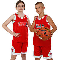 Форма баскетбольная детская NB-Sport NBA BULLS BA-9968 размер S цвет красный-белый mn