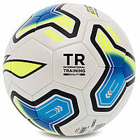 Мяч футбольный LI-NING LFQK607-8 №5 PU+EVA клееный белый-голубой js
