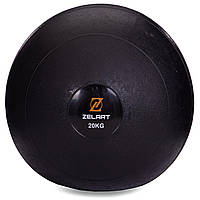 Мяч медицинский слэмбол для кроссфита Zelart SLAM BALL FI-2672-20 20кг черный js