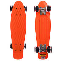 Скейтборд Пенни Penny LED WHEELS Zelart SK-5672-11 оранжевый-черный js