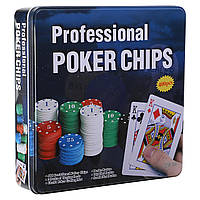 Набор для покера в металлической коробке Zelart IG-8654 400 фишек mn