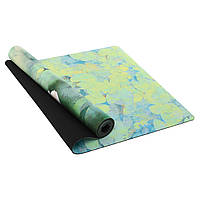 Коврик для йоги Замшевый Record FI-5662-34 размер 183x61x0,3см с принтом Белый Лотос зеленый mn