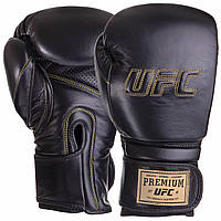 Перчатки боксерские кожаные UFC PRO Prem Hook & Loop UHK-75051 18унций черный mn