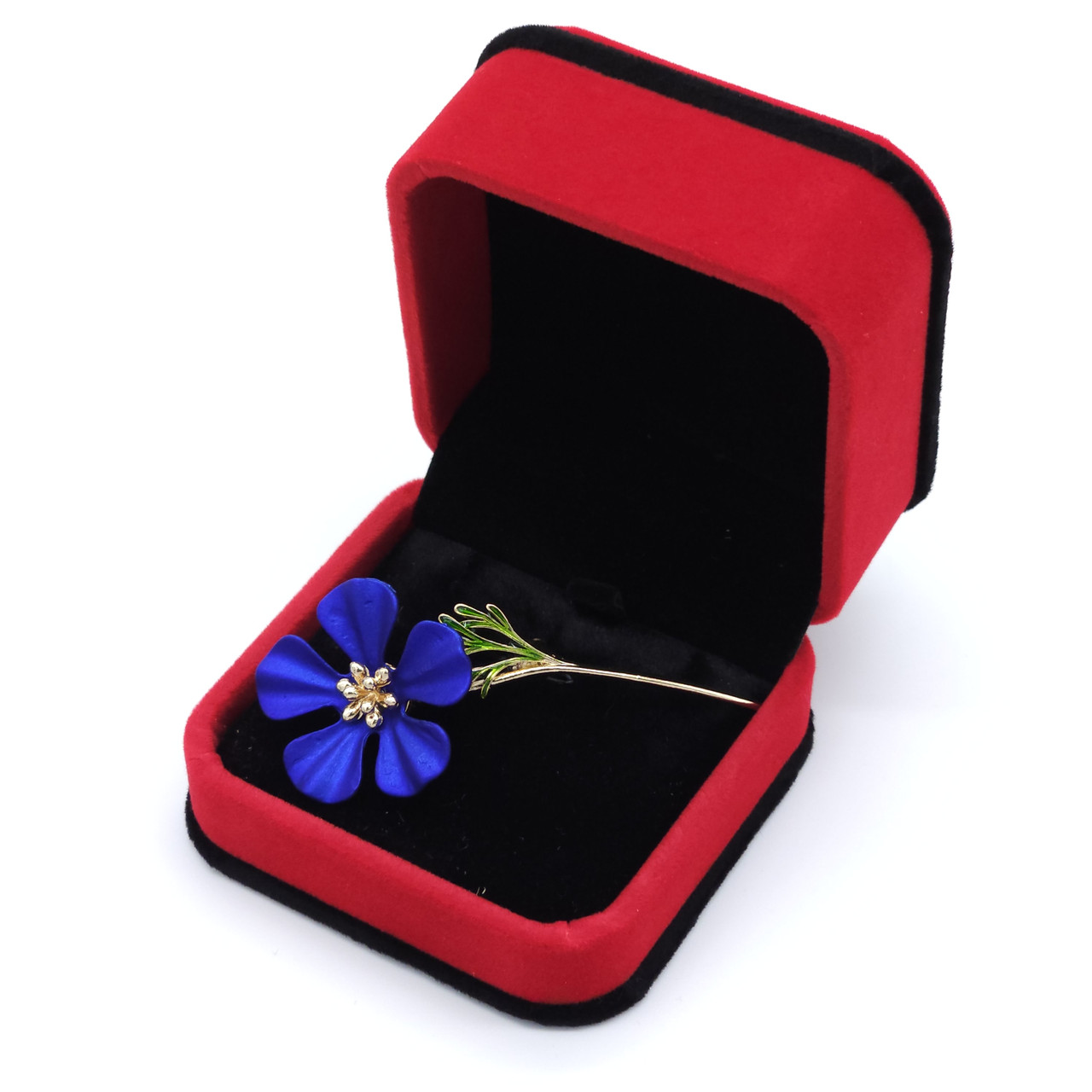 Брошка синій мак у подарунковій коробці, фото 1