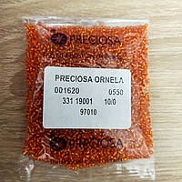 Бисер 97010 Чешский Preciosa 10/0 оранжевый яркий, блестящий - 50 грамм