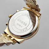 Жіночий наручний годинник Guess (Гес) золотисті з чорним циферблатом, камінчики навколо, дата - код 2412b, фото 4