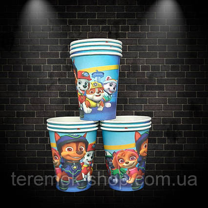Набір паперових стаканів Щенячий патруль одноразових із малюнком 10 шт 250 мл