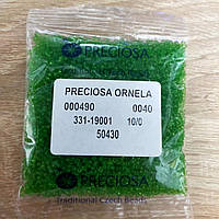 Бисер 50430 Чешский Preciosa 10/0 зеленый яблочный, прозрачный - 50 грамм