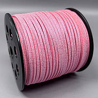 1 м - Шнур замшевий 2,5 мм - рожевий із блиском