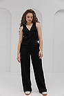 Жіночий літній костюм чорний з жилеткою і штанами (S), фото 6