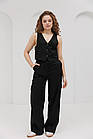 Жіночий літній костюм чорний з жилеткою і штанами (S), фото 8