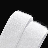 На метраж Белая 1,6см. текстильная застёжка (липучка, лента Velcro) отрез кратно 1м.