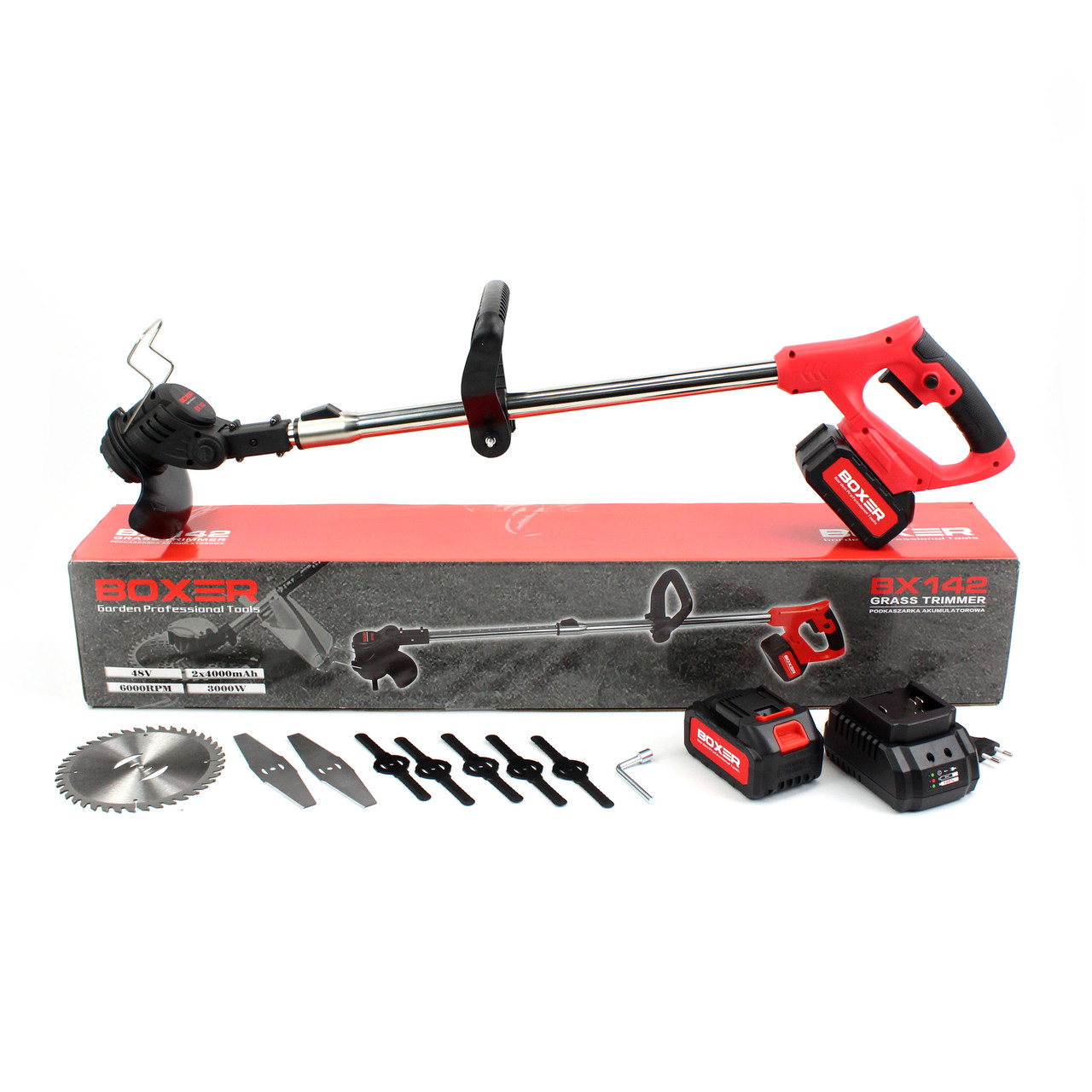 Акумуляторний тример BOXER BX142 (48V, 4AH)