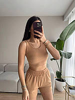 Базовый костюм женский топ с юбкой летний рубчик Турция: черный, белый, мокко | Юбка топ на лето 2024