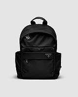 Prada Re-Nylon and Saffiano Leather Backpack Black KI99384