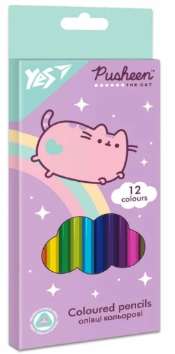 Олівці кольорові 12 кол. "Yes" Pusheen тригранні, 290666, шт