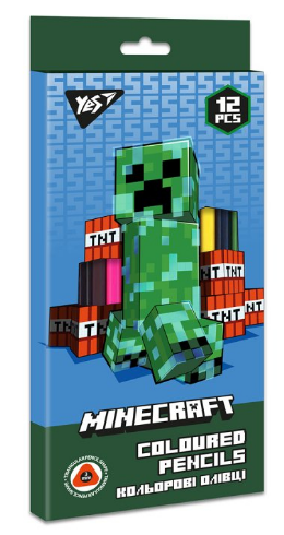 Олівці кольорові 12 кол. "Yes" Minecraft тригранні, 290701, шт, фото 1