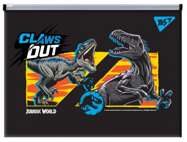 Папка-конверт з бігунком В5 "Yes" Jurassic World пластик, 492037, шт