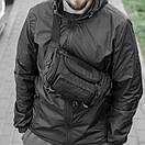 Нагрудна сумка бананка тактична чоловіча Armor поясна з тканини чорна на 6 відділень, фото 4